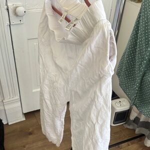 H&M White Wide-Leg Linen Jumpsuit